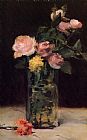 Edouard Manet Canvas Paintings - Roses in a Glass Vase